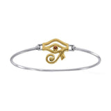 Eye of Horus Silver and 18K Gold Accent Spring Lock Bracelet