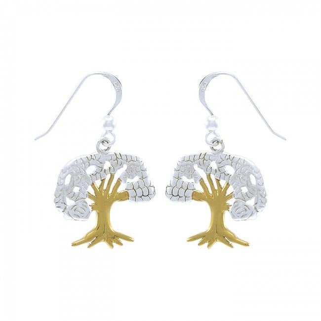 Continuous beauty in the Tree of Life ~ 14k Gold accent and Sterling Silver Jewelry Earrings - Jewelry