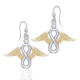 Angel Wings and Infinity Symbol with Gemstone Silver and Gold Earrings MER1665