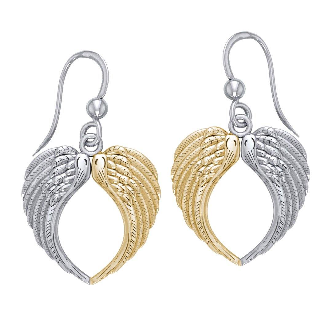 Feel the Tranquil in Angel’s Wings ~ Silver and Gold Jewelry Earrings MER1671 - Jewelry