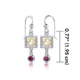 Cancer Zodiac Sign Silver and Gold Earrings Jewelry with Ruby MER1772 - Jewelry