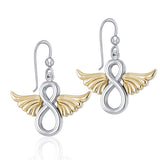 Angel Wings and Infinity Symbol Silver and Gold Earrings MER1781 - Jewelry