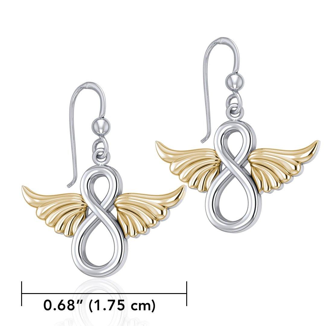 Angel Wings and Infinity Symbol Silver and Gold Earrings MER1781 - Jewelry