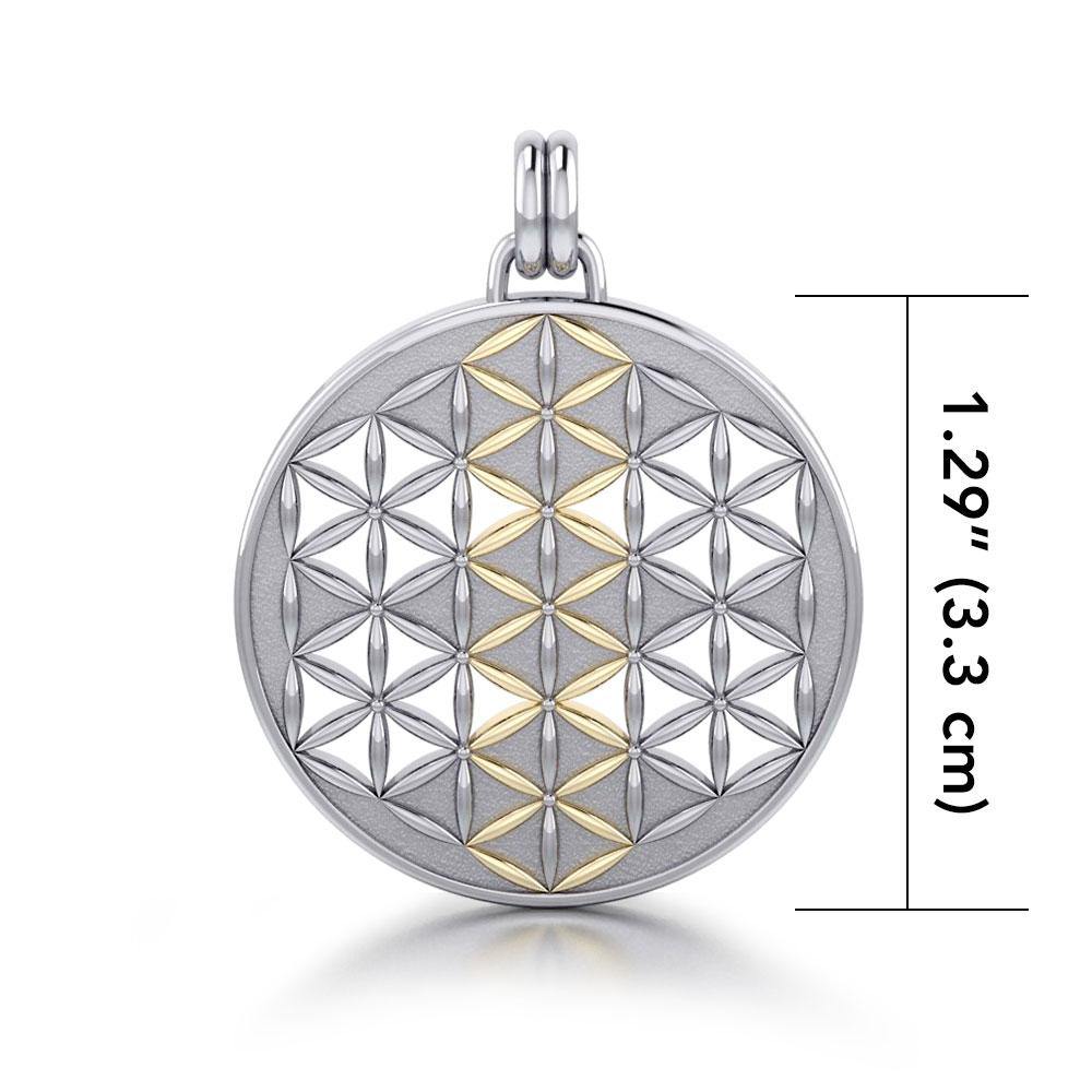 Flower of Life Mandala Silver and Gold Pendant MPD1146 - Jewelry