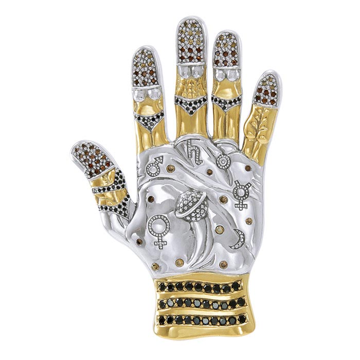 Energies of the Universe ~ Dali-inspired fine Sterling Silver Jewelry Pendant in 18k Gold accent MPD2656.