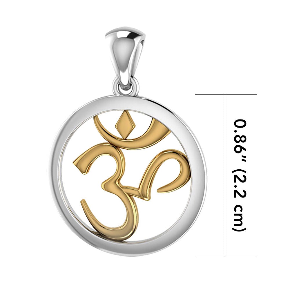 Om 14K Gold Accent with Silver Pendant MPD3848