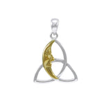 Celtic Moon Triquetra Silver with 14K Gold Accent Pendant MPD4302