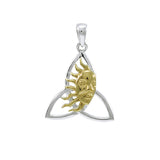 Celtic Sun Triquetra Silver and 14K Gold Accent Pendant MPD4303