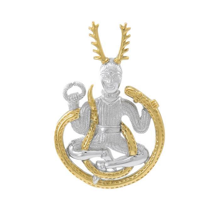 Celtic God Cernunnos Silver and Gold Pendant MPD4757 - Jewelry