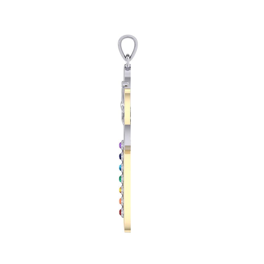 Silver and Gold Trinity Goddess Pendant with Chakra Gemstone MPD5151 - Jewelry