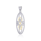Celtic Woven Design in Oval Shape Silver and Gold Pendant MPD5233