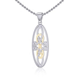 Celtic Woven Design in Oval Shape Silver and Gold Pendant MPD5233 - Jewelry