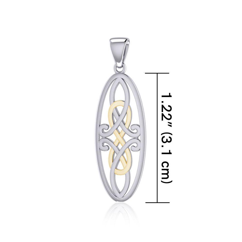 Celtic Woven Design in Oval Shape Silver and Gold Pendant MPD5233 - Jewelry