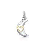 The Golden Heart in Crescent Moon Silver Pendant MPD5267