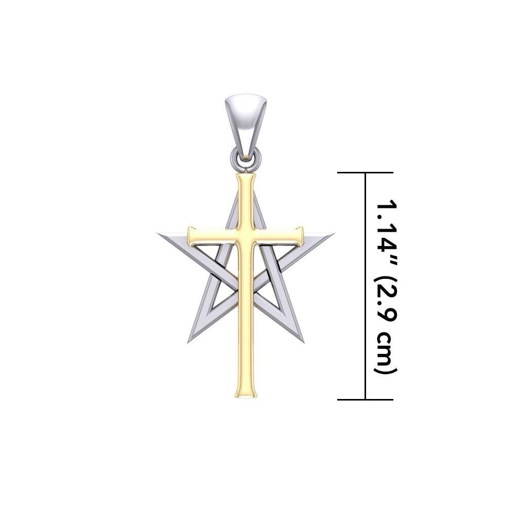 Cross Over The Star Silver and 14K Gold Vermeil Pendant MPD529 peterstone.