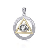 Eye of The Pyramid Silver and Gold Pendant MPD5297 - Jewelry