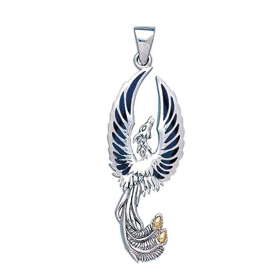 Alighting breakthrough of the Mythical Phoenix Silver and Gold Pendant MPD5680 - Jewelry