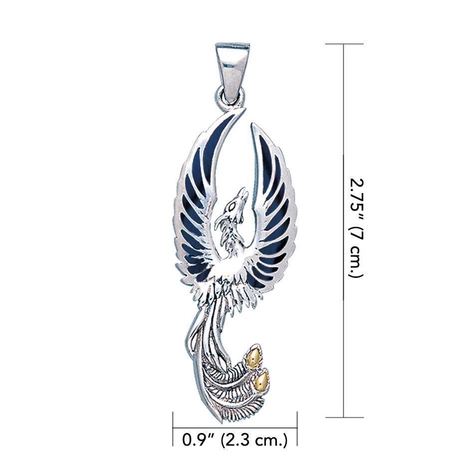 Alighting breakthrough of the Mythical Phoenix Silver and Gold Pendant MPD5680 - Jewelry