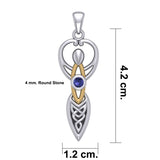 Celtic Goddess with Birthstone Silver and Gold Accents Pendant MPD5959