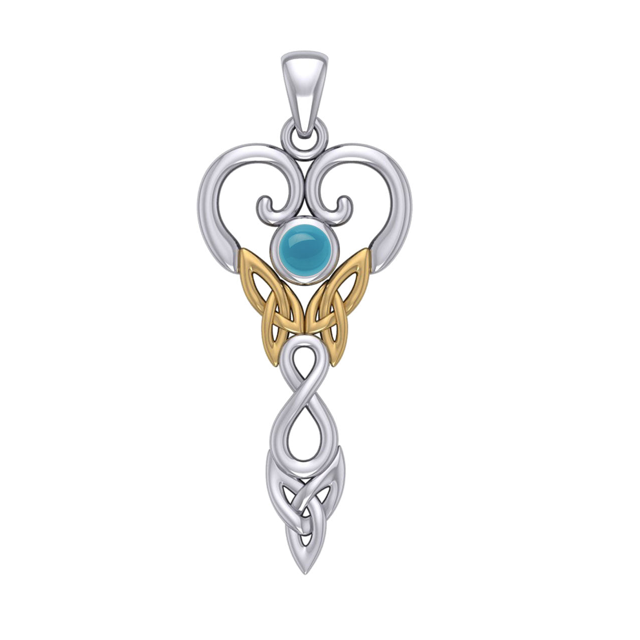 Celtic Infinity Goddess with Birthstone Silver and Gold Accents Pendant MPD5960