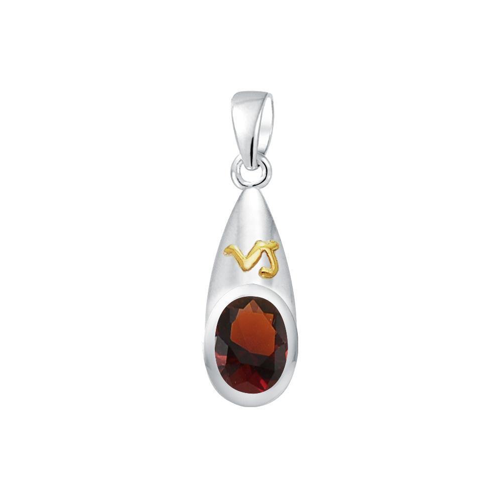 Capricorn Zodiac Symbol Silver and Gold Pendant MPD818 - Jewelry