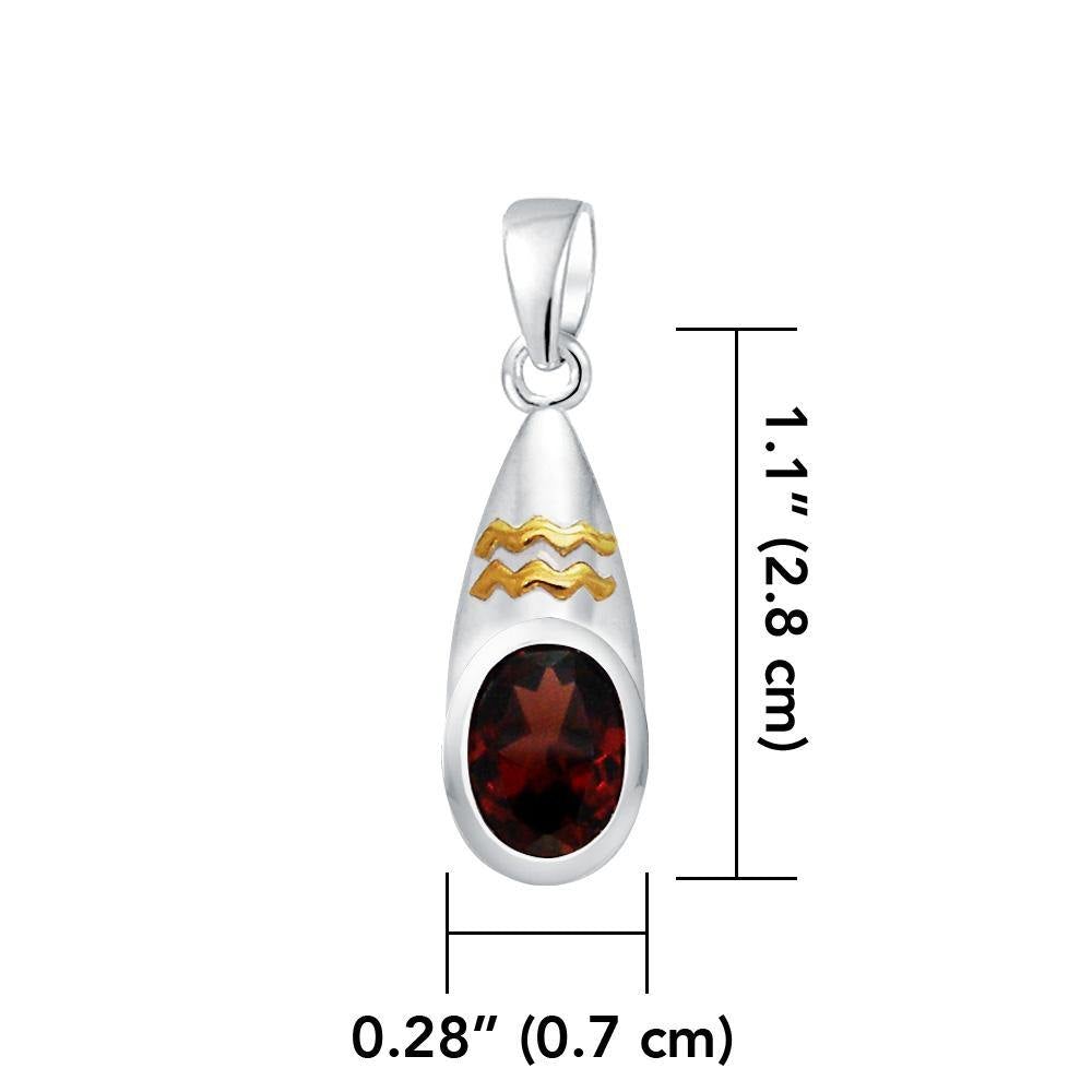 Aquarius Zodiac Symbol Silver and Gold Pendant MPD821 - Jewelry
