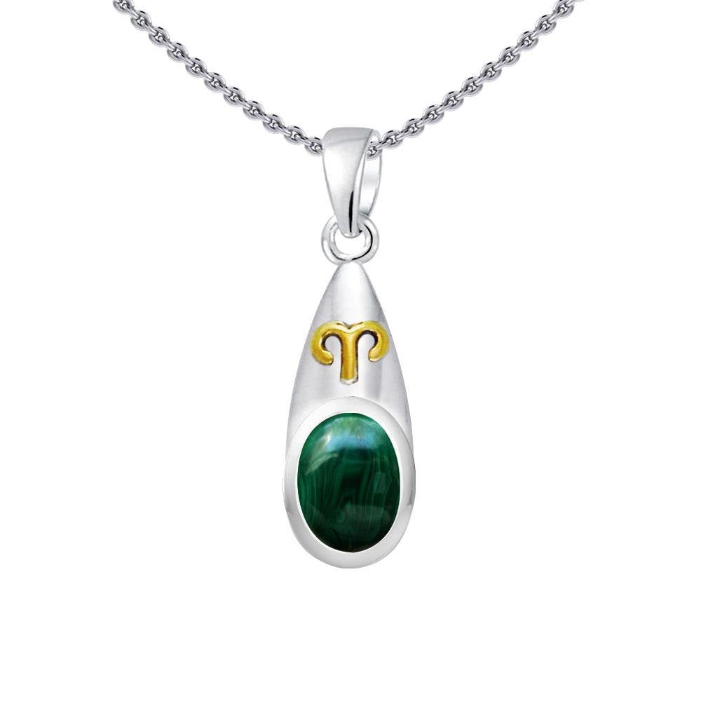 Aries Zodiac Symbol Silver and Gold Pendant MPD823 - Jewelry