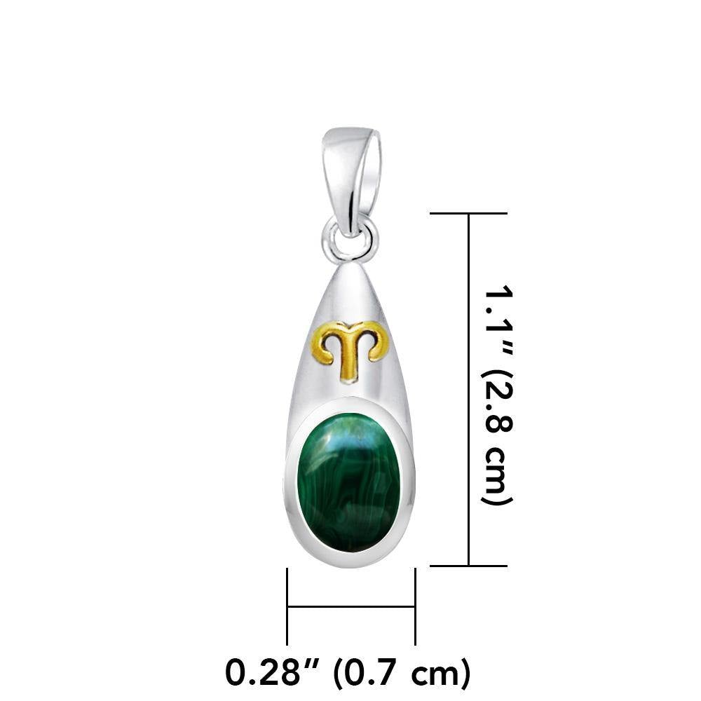 Aries Zodiac Symbol Silver and Gold Pendant MPD823 - Jewelry