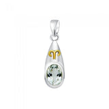 Aries Zodiac Symbol Silver and Gold Pendant MPD823 - Jewelry