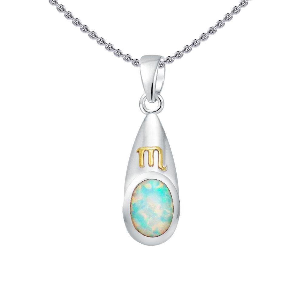 Scorpio Zodiac Symbol Silver and Gold Pendant MPD824 - Jewelry