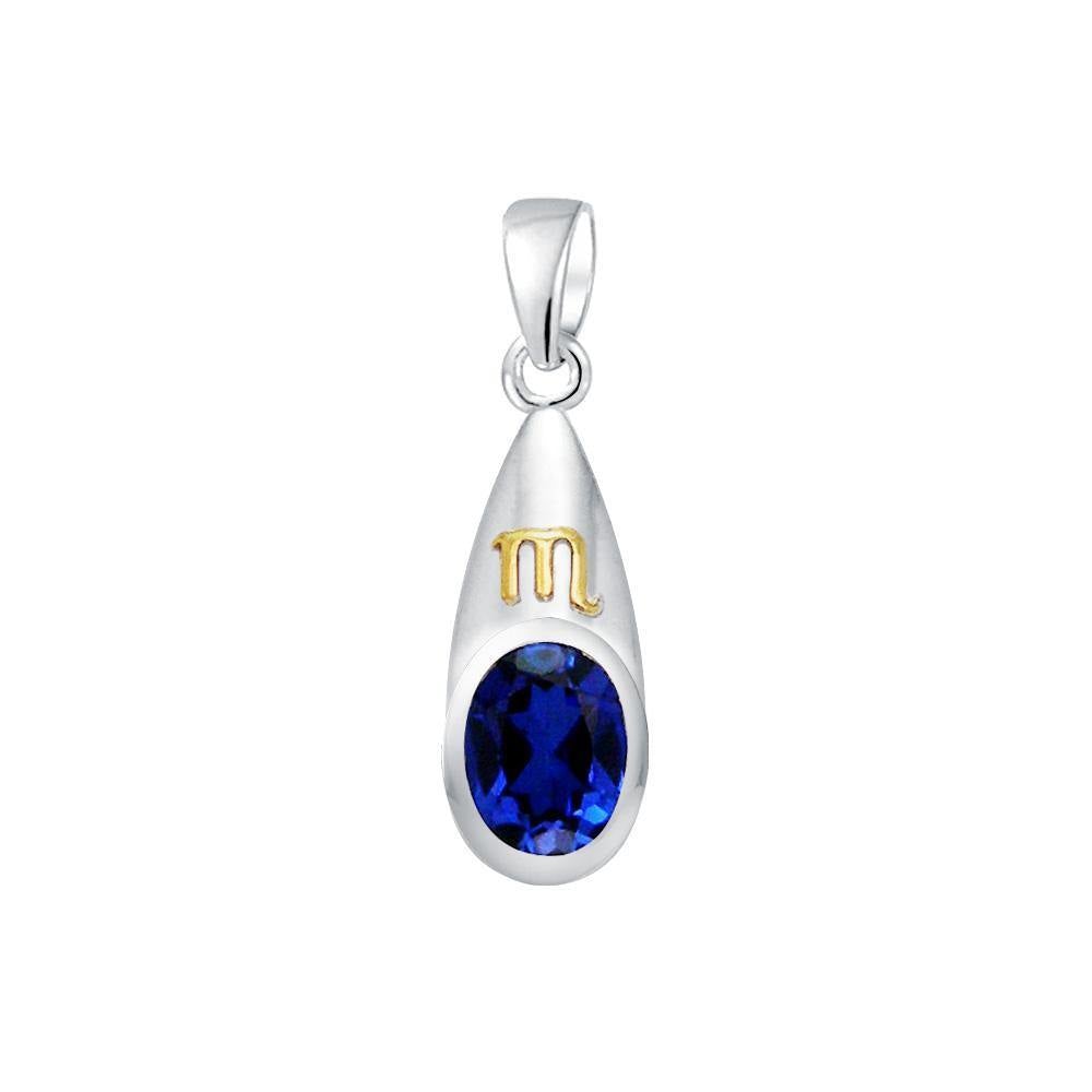 Scorpio Zodiac Symbol Silver and Gold Pendant MPD824 - Jewelry