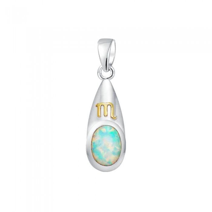 Scorpio Zodiac Symbol Silver and Gold Pendant MPD824 - Jewelry