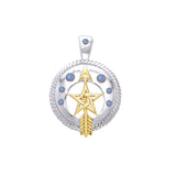 Pentagram silver with 18K Gold Accents Pendant With Gems MPD833