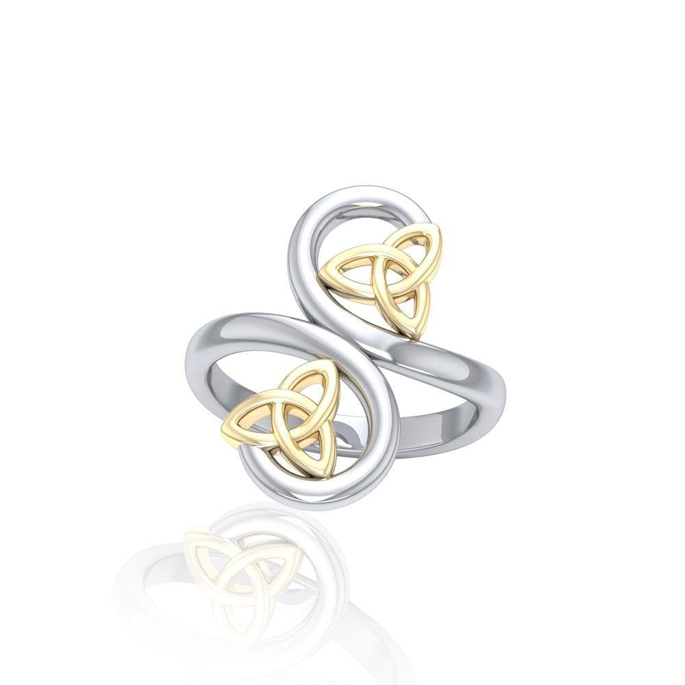 Celtic Trinity Knot Spiral Silver and Gold Ring MRI1786 - Jewelry