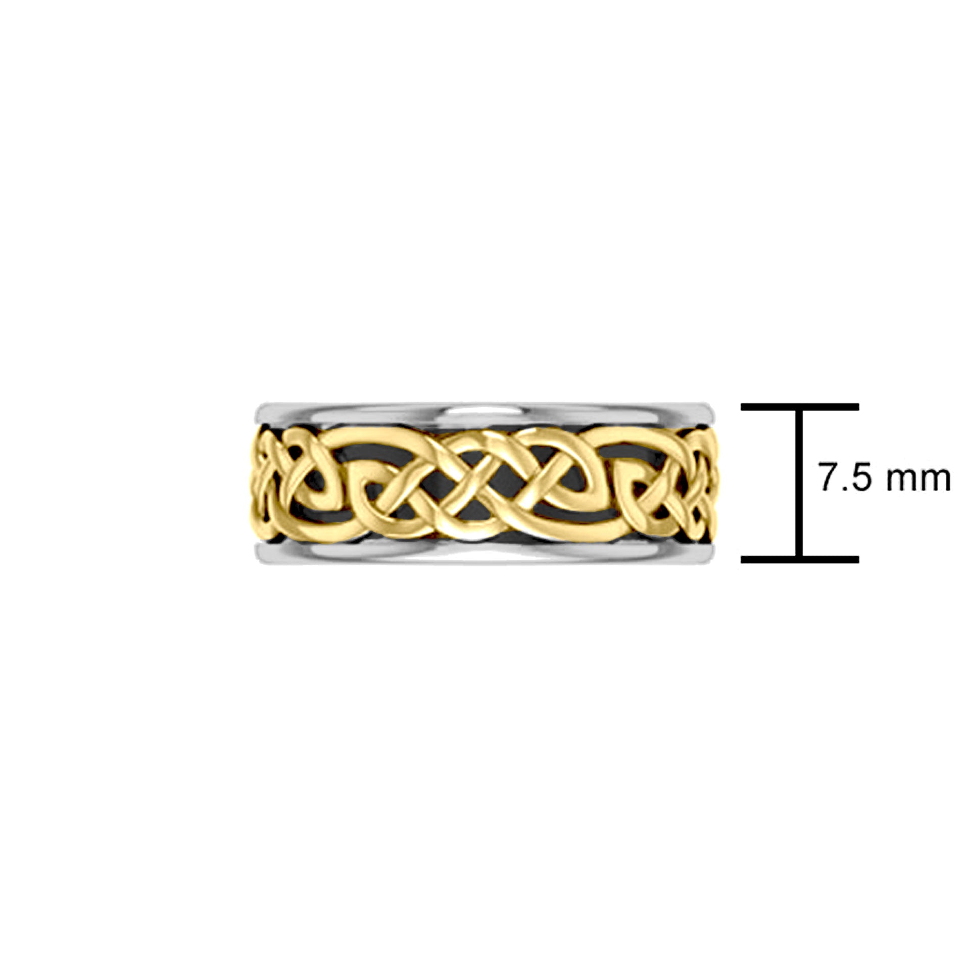 Celtic Knotwork Silver and 14K Gold Accent Wedding Ring MRI2353