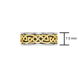 Celtic Knotwork Silver and 14K Gold Accent Wedding Ring MRI2353
