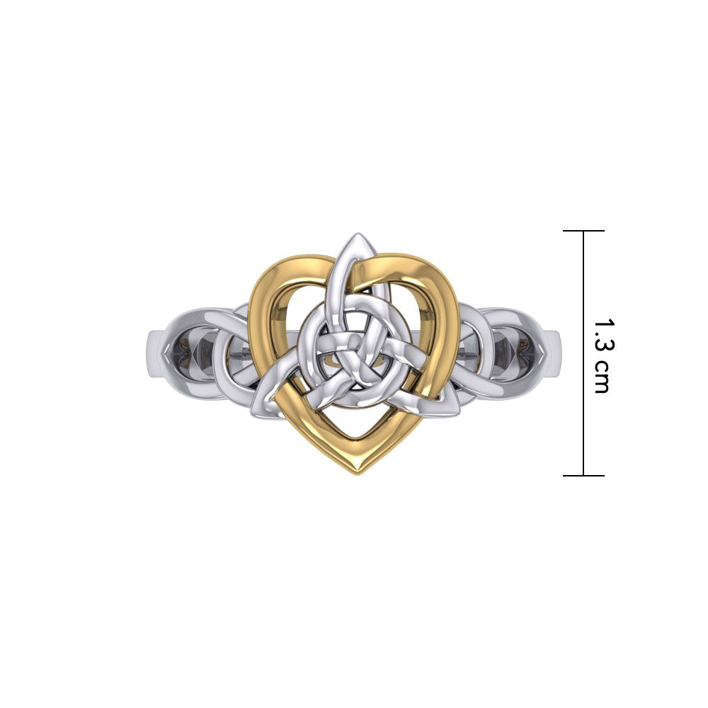 Celtic Heart And Triquetra Sterling Silver with 14K Gold Accent Ring MRI2389
