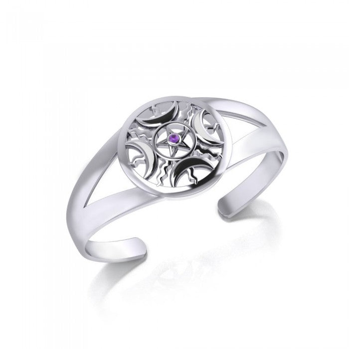 Sun Moon Silver Pentagram Bracelet - Magicksymbols