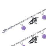 Silver Raven Bracelet with Gemstone Beads TBL044 - Magicksymbols