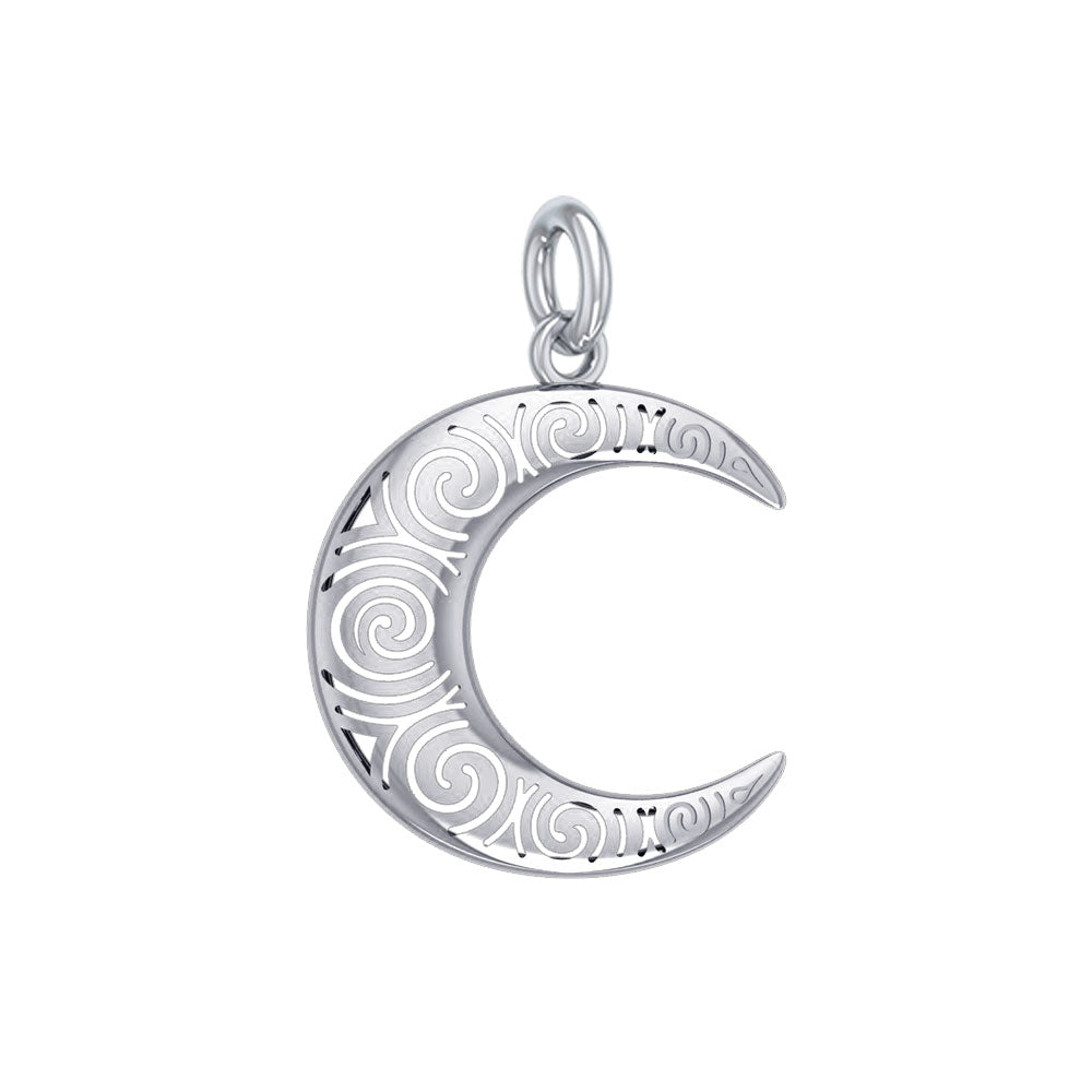Brigid Ashwood Spiral Crescent Moon Sterling Silver Charm TCM676