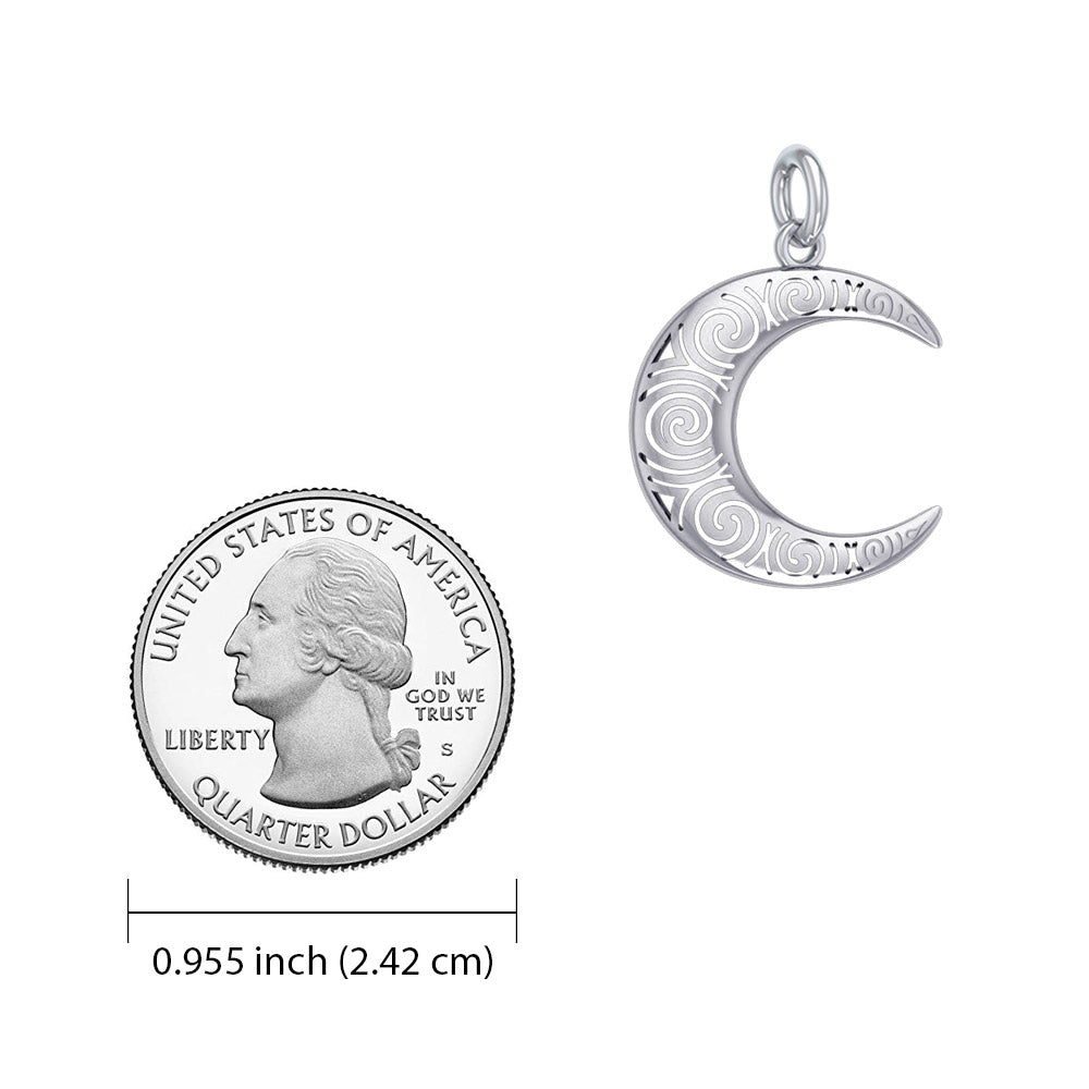 Brigid Ashwood Spiral Crescent Moon Sterling Silver Charm TCM676