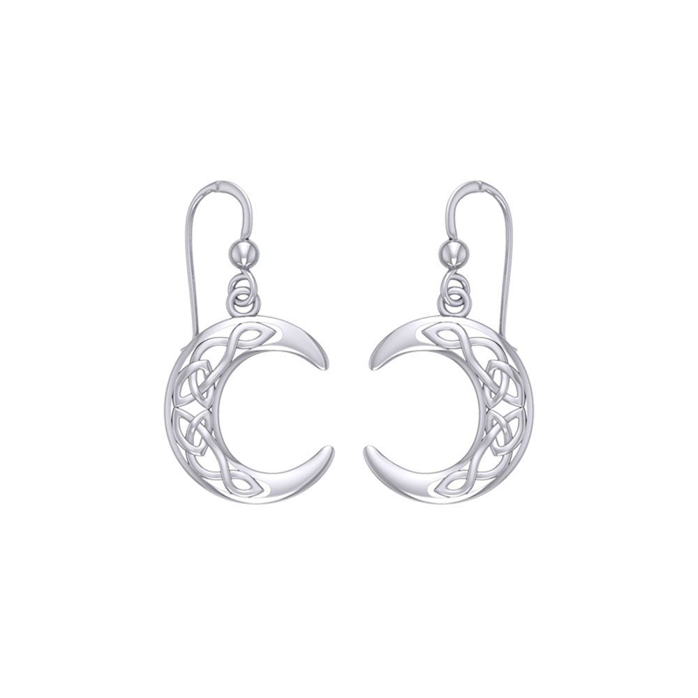 Celtic Crescent Moon ~ Sterling Silver Dangle Earrings TE2007