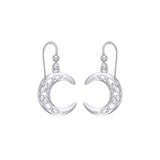 Celtic Crescent Moon ~ Sterling Silver Dangle Earrings TE2007
