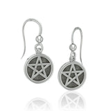 Solid Pentacle Sterling Silver Earrings TE309