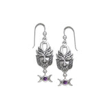 Green Man Silver Earrings TER125