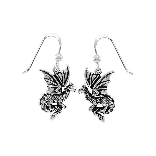 Fantasy Dragon Silver Earring TER1475 - Jewelry