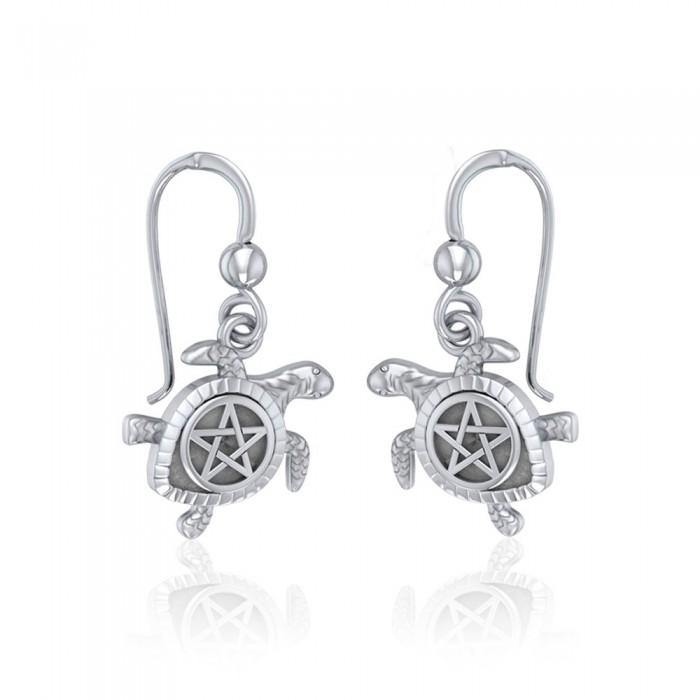 Sea Turtle with Star Silver Earrings TER1735 - Jewelry
