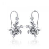 Sea Turtle with Star Silver Earrings TER1735 - Jewelry