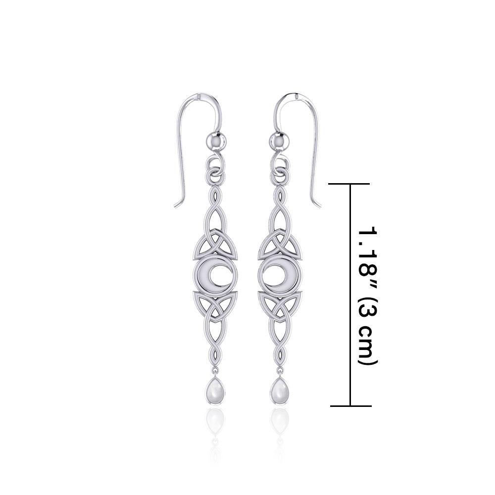 Celtic Crescent Moon with Dangle Teardrop Silver Hook Earrings TER1763 - Jewelry