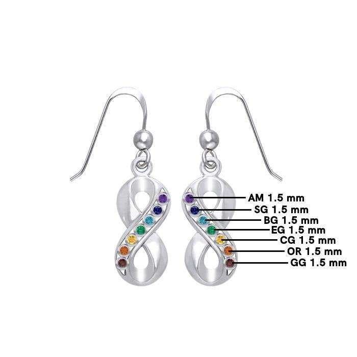 Infinity Silver Earrings with Chakra Gemstone TER1790 - Jewelry